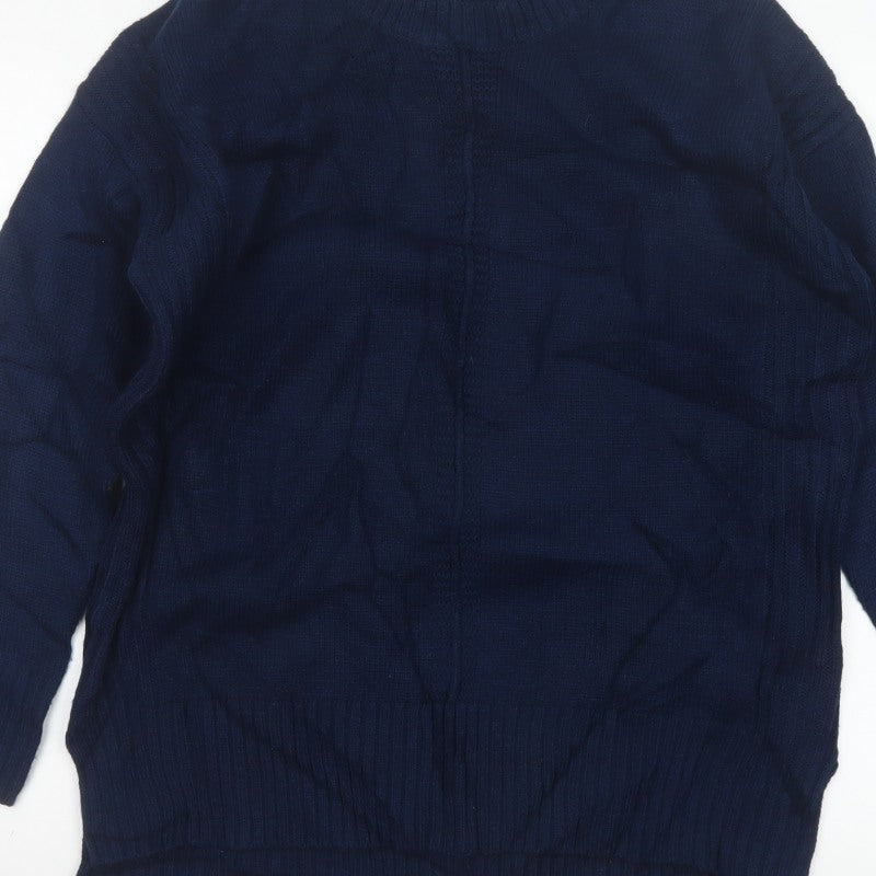 JD Williams Women's Navy Blue UK 12/14 Cable Knit Crew Neck Pullover Jumper