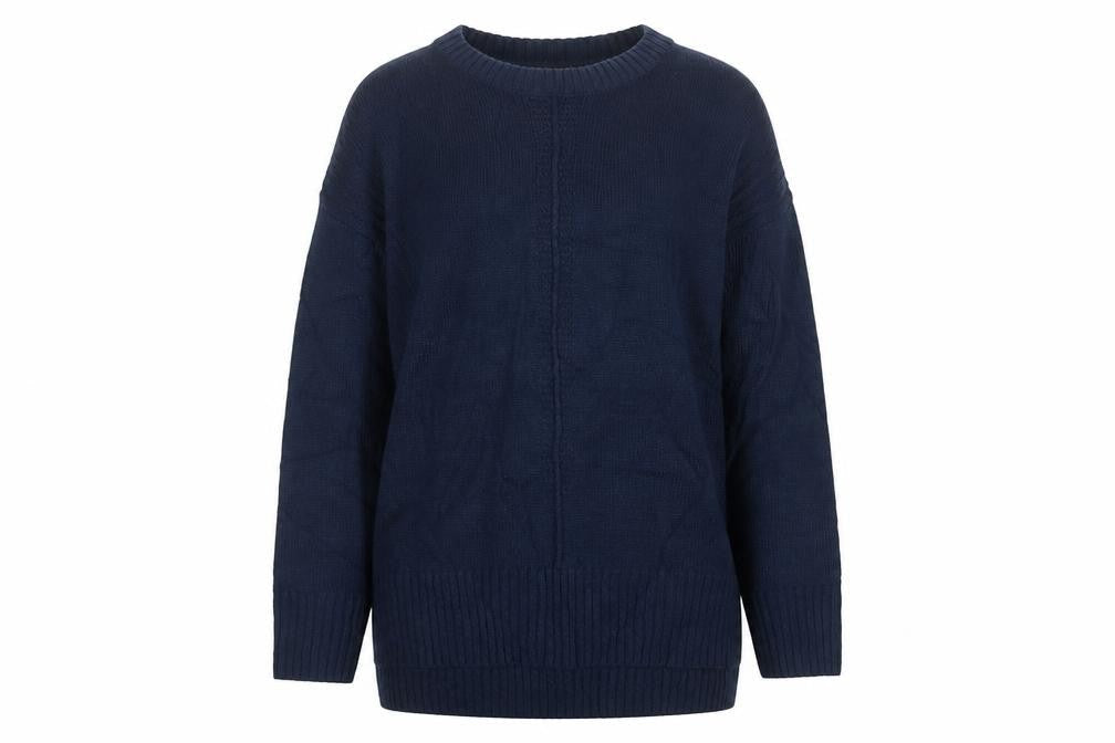JD Williams Women's Navy Blue UK 12/14 Cable Knit Crew Neck Pullover Jumper