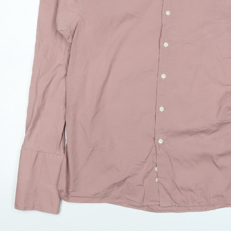 Jigsaw Menswear Men Pink XL Cotton Long Sleeve Button-Up Shirt