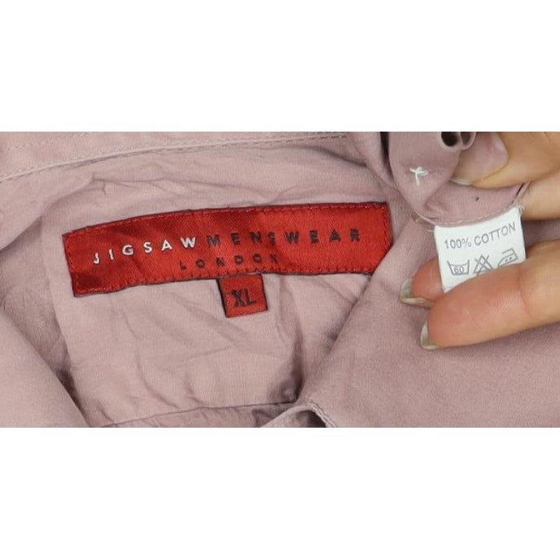 Jigsaw Menswear Men Pink XL Cotton Long Sleeve Button-Up Shirt