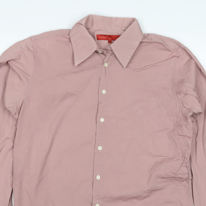 Jigsaw Menswear Men Pink XL Cotton Long Sleeve Button-Up Shirt