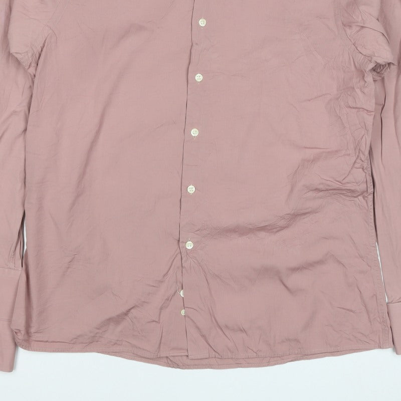 Jigsaw Menswear Men Pink XL Cotton Long Sleeve Button-Up Shirt