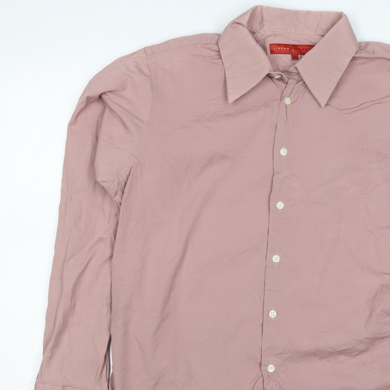 Jigsaw Menswear Men Pink XL Cotton Long Sleeve Button-Up Shirt