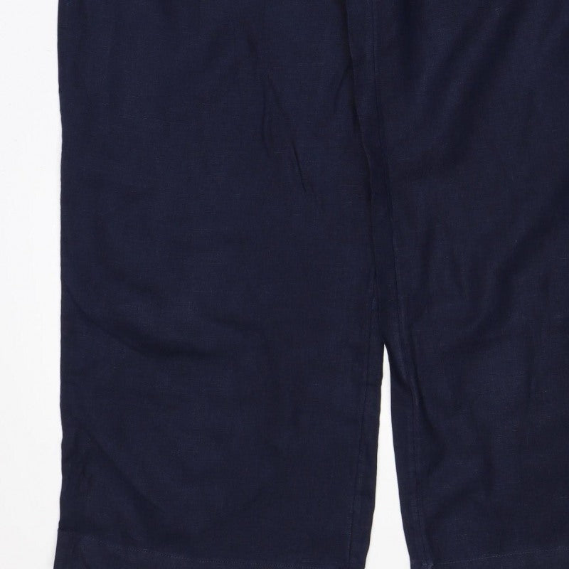 Marks & Spencer Women’s Blue Linen Size 16 Wide Leg Cargo Trousers