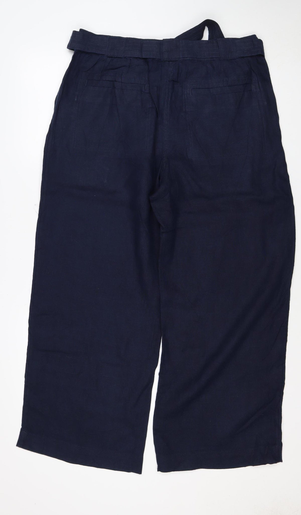 Marks & Spencer Women’s Blue Linen Size 16 Wide Leg Cargo Trousers