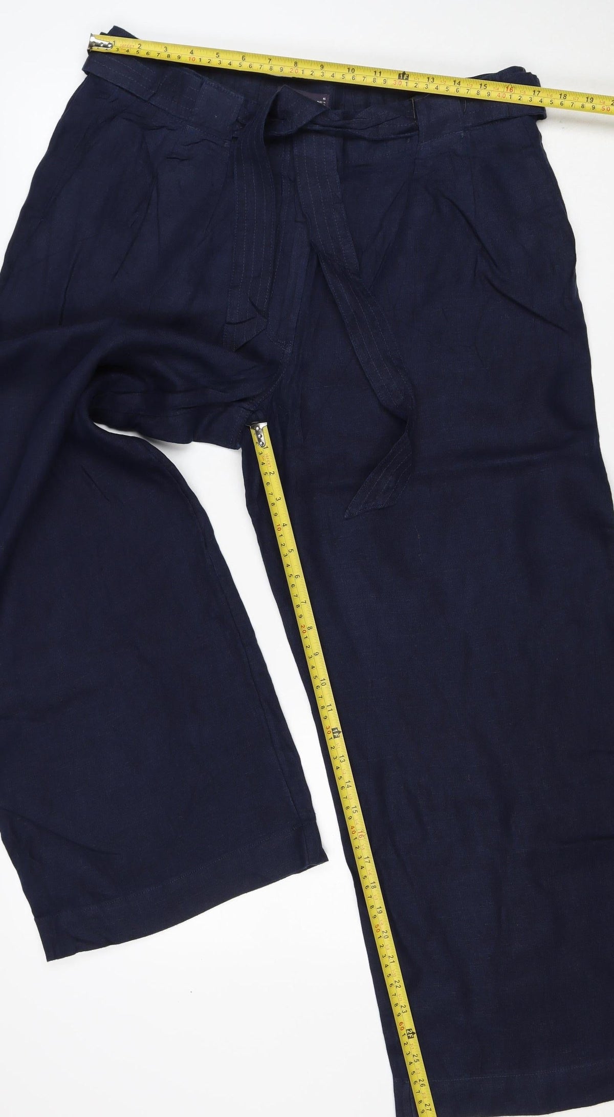 Marks & Spencer Women’s Blue Linen Size 16 Wide Leg Cargo Trousers