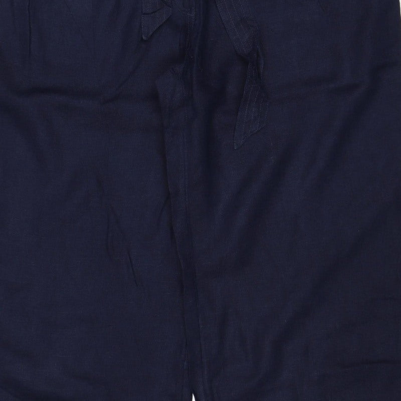 Marks & Spencer Women’s Blue Linen Size 16 Wide Leg Cargo Trousers