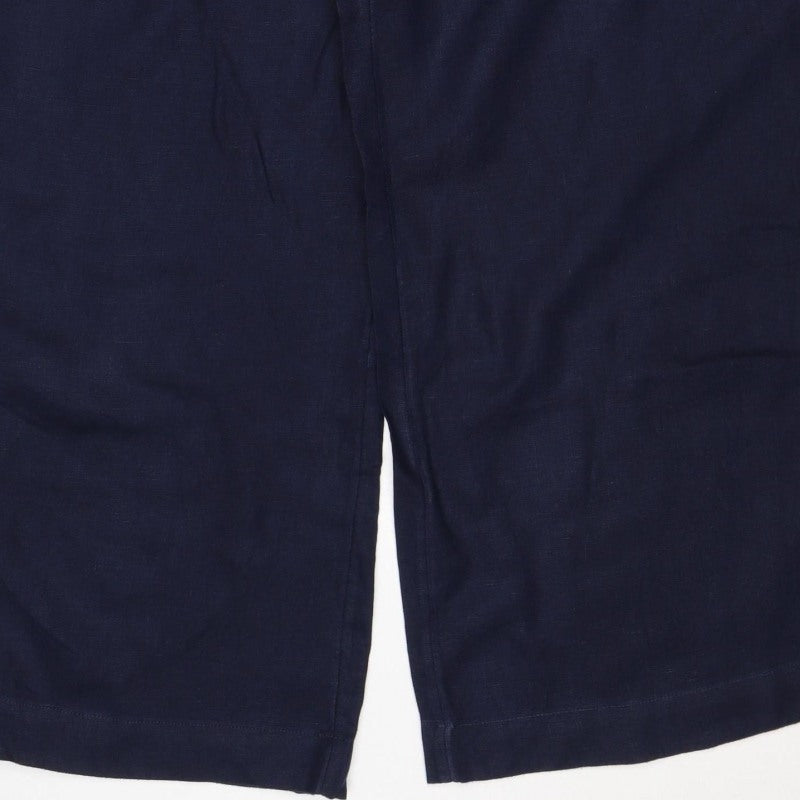 Marks & Spencer Women’s Blue Linen Size 16 Wide Leg Cargo Trousers