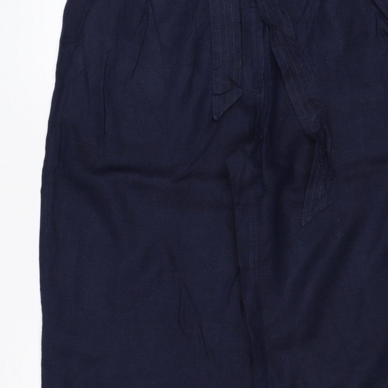 Marks & Spencer Women’s Blue Linen Size 16 Wide Leg Cargo Trousers