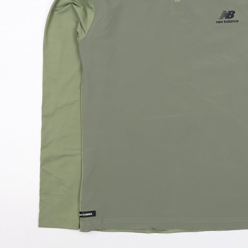 New Balance Men's Green M 1/4 Zip Long Sleeve Running Training Top
