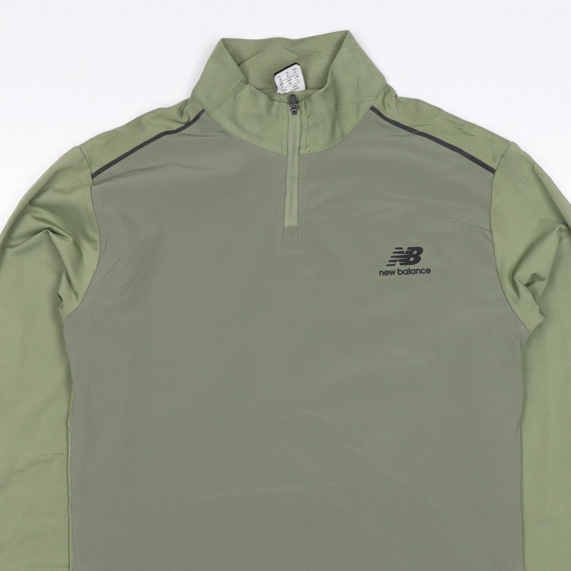 New Balance Men's Green M 1/4 Zip Long Sleeve Running Training Top