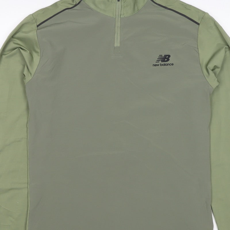 New Balance Men's Green M 1/4 Zip Long Sleeve Running Training Top