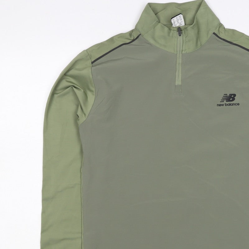 New Balance Men's Green M 1/4 Zip Long Sleeve Running Training Top