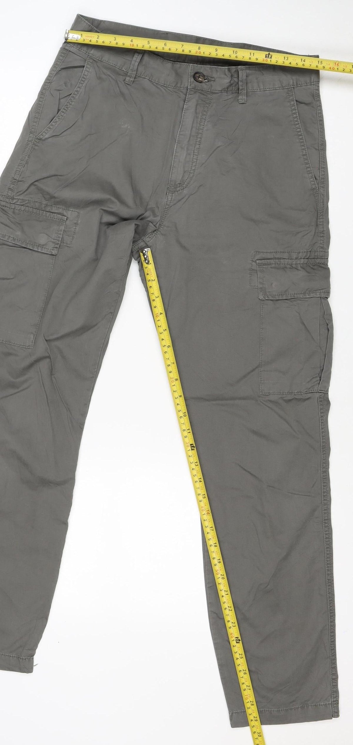 Marks and Spencer Men's Grey 30/31 Cargo Trousers Straight Leg