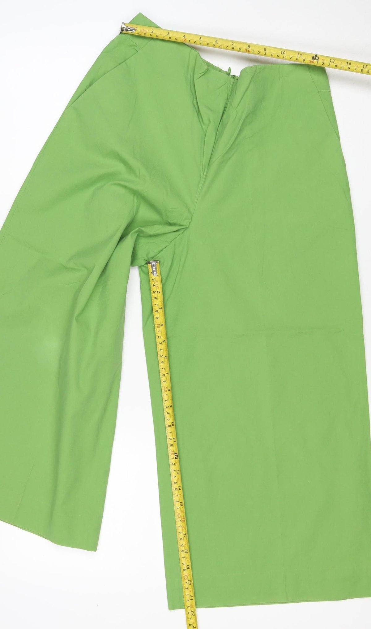 COS Women Green UK 10 Wide-Leg Cropped High Rise Trousers