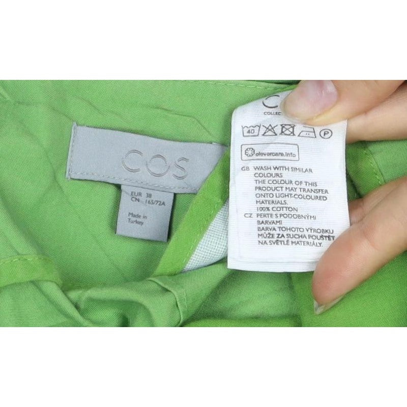 COS Women Green UK 10 Wide-Leg Cropped High Rise Trousers