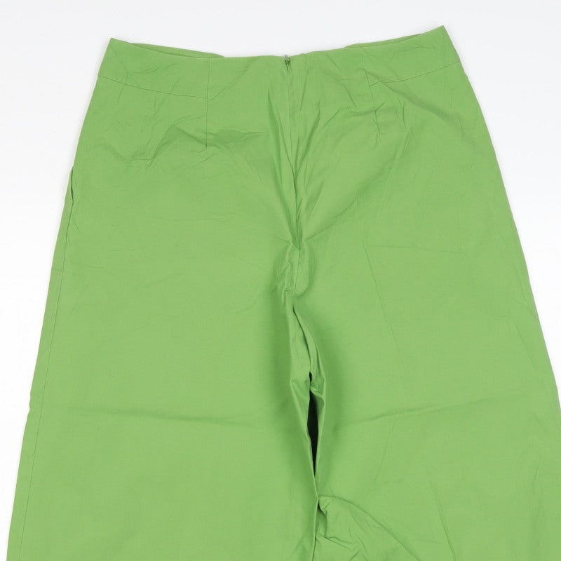 COS Women Green UK 10 Wide-Leg Cropped High Rise Trousers