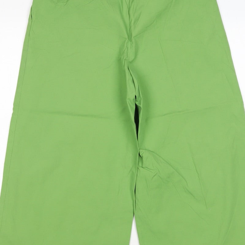 COS Women Green UK 10 Wide-Leg Cropped High Rise Trousers