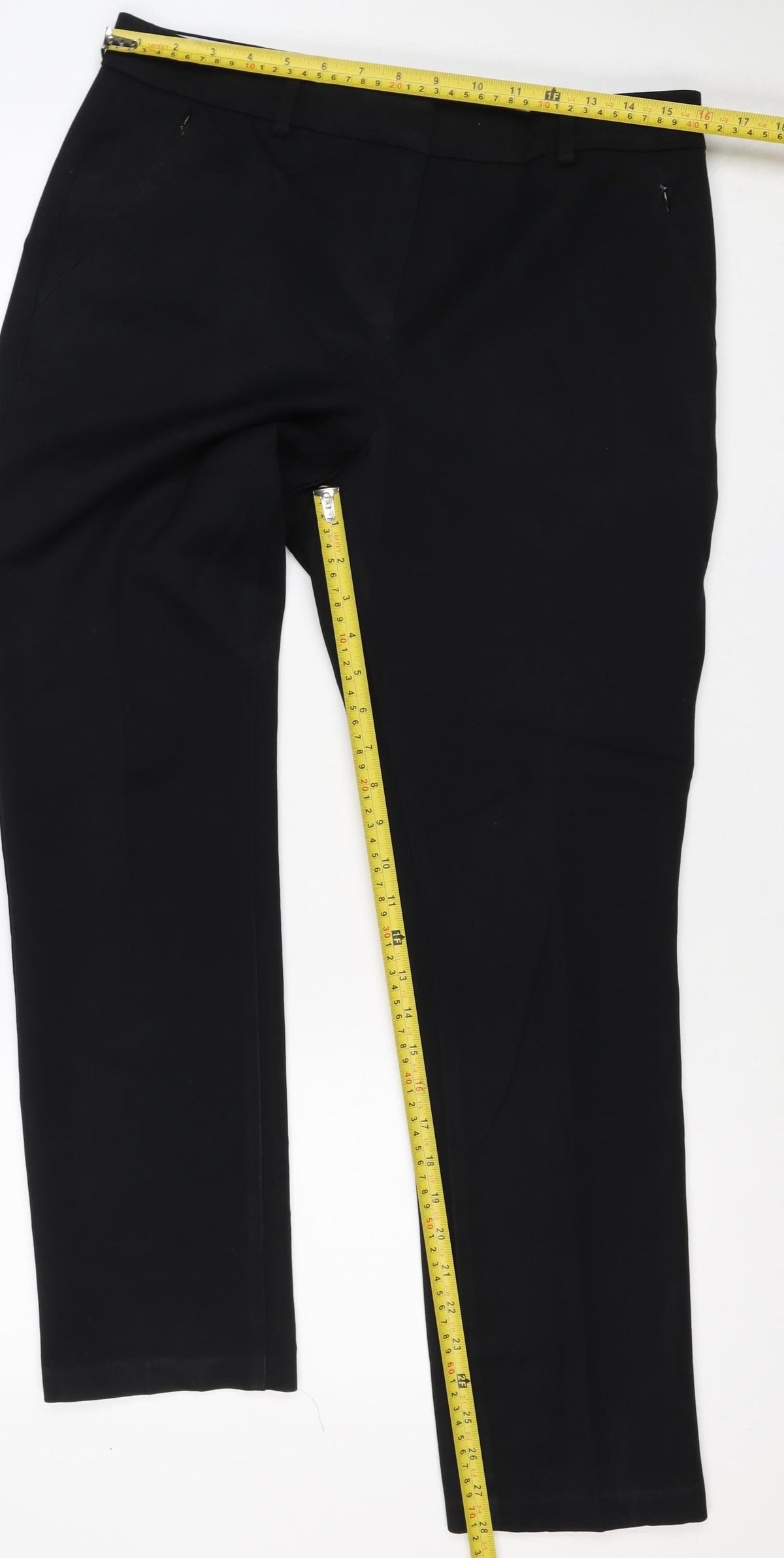 M&S Women’s Black UK 12 Short Straight Stretch Dress Trousers