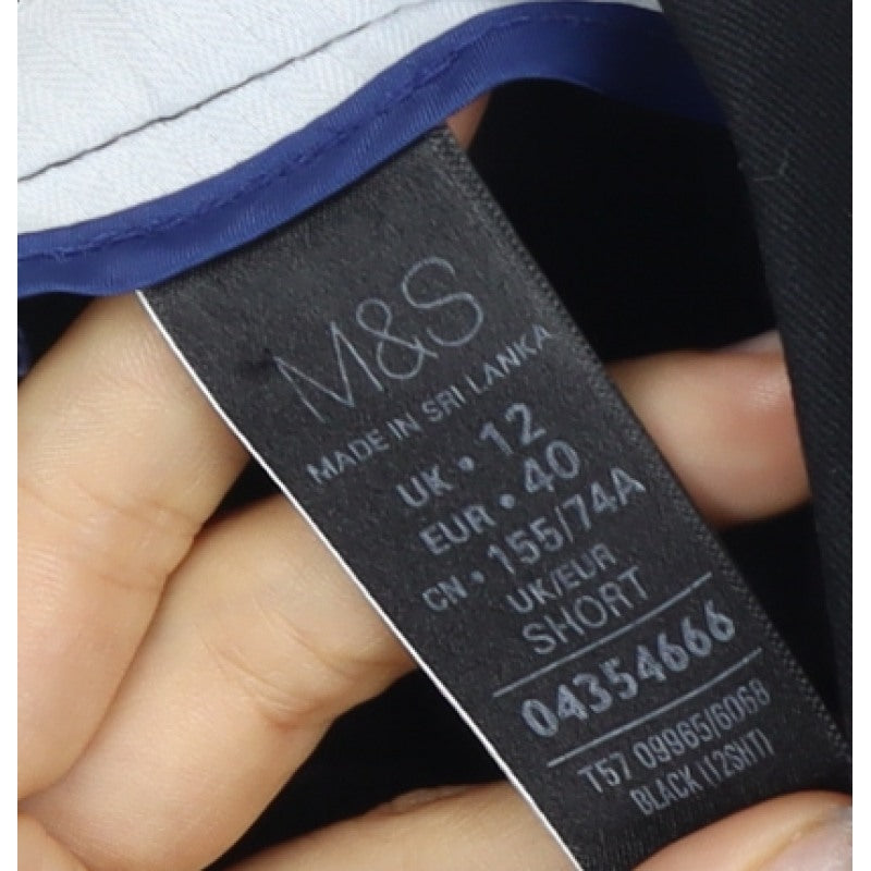 M&S Women’s Black UK 12 Short Straight Stretch Dress Trousers