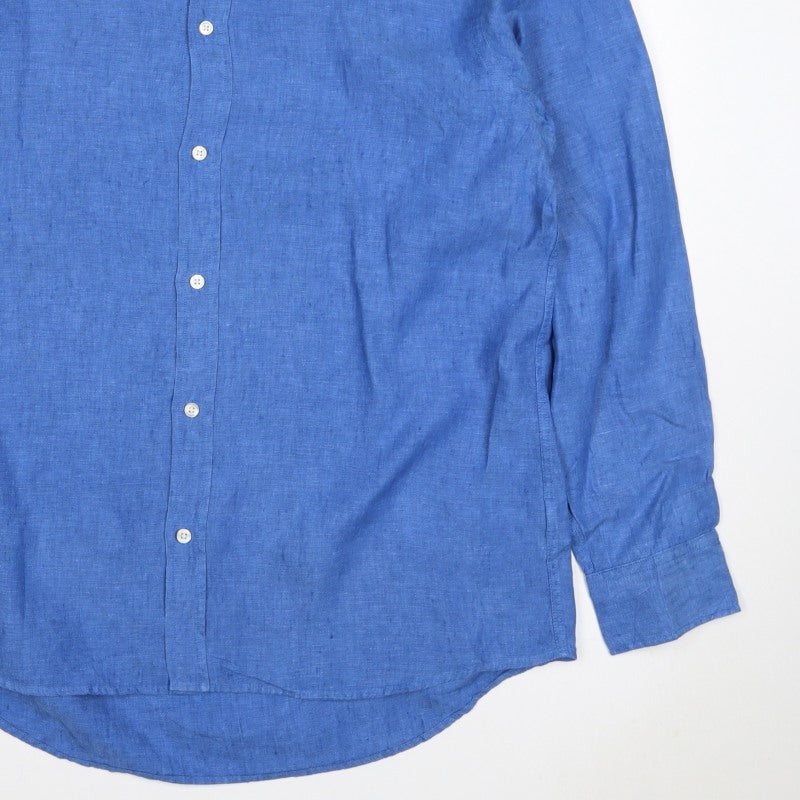 Charles Tyrwhitt Men Blue L Classic Fit Linen Button-Up Shirt