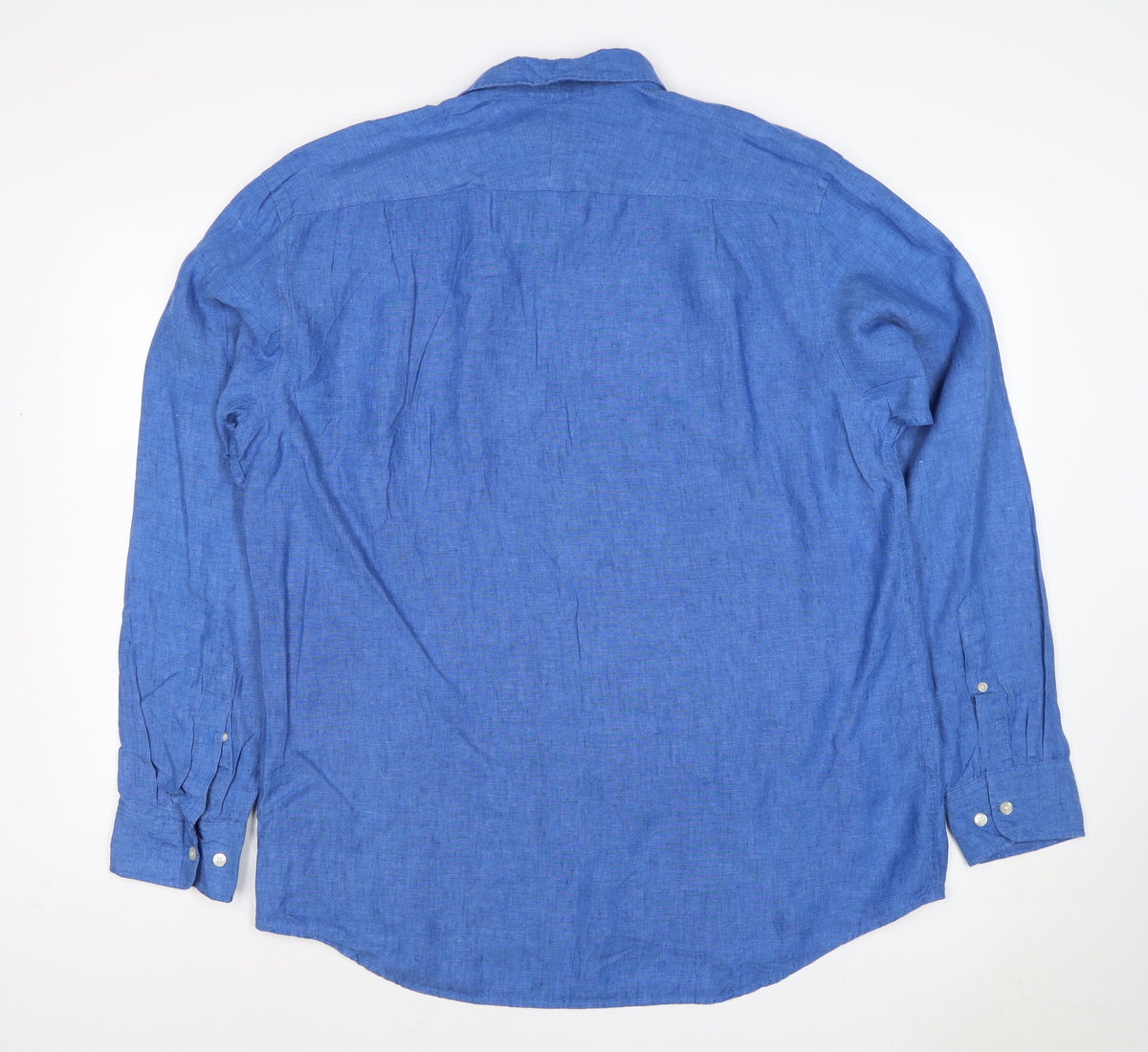Charles Tyrwhitt Men Blue L Classic Fit Linen Button-Up Shirt