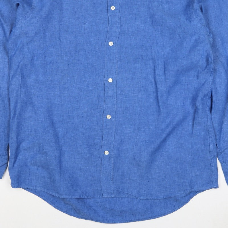 Charles Tyrwhitt Men Blue L Classic Fit Linen Button-Up Shirt