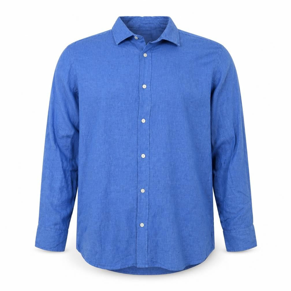 Charles Tyrwhitt Men Blue L Classic Fit Linen Button-Up Shirt