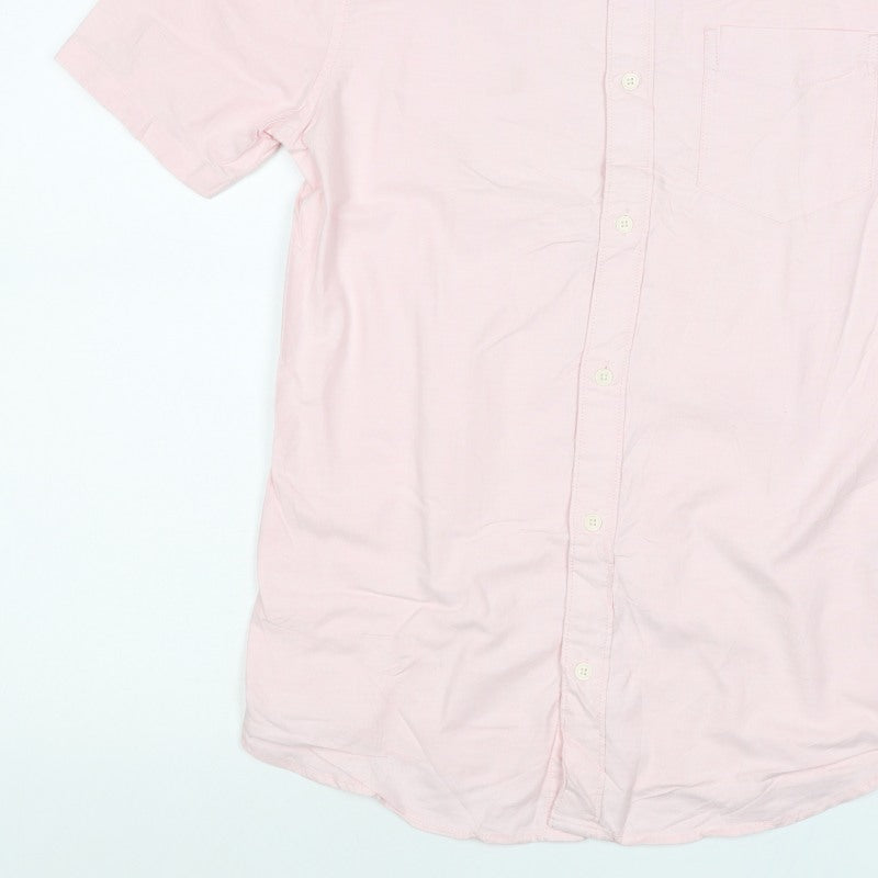 Marks and Spencer Men Pink S Regular Fit Cotton Button Down Shirt