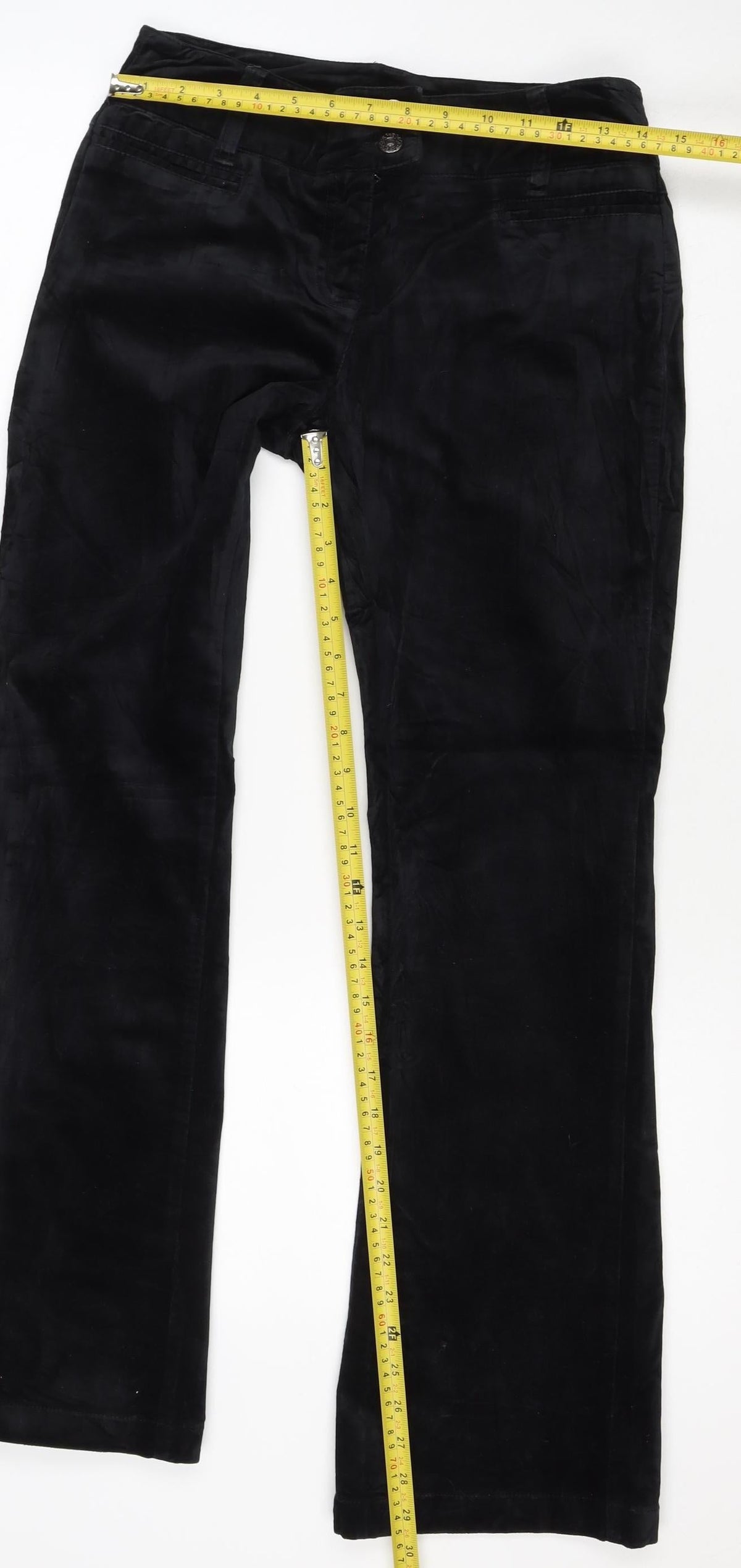 Next Women’s Black UK 8 Straight Cotton Stretch Trousers