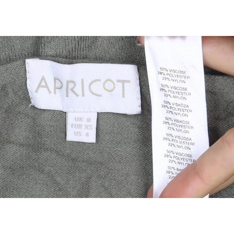 Apricot Women Green V-Neck Long Sleeve Knit Jumper UK 8