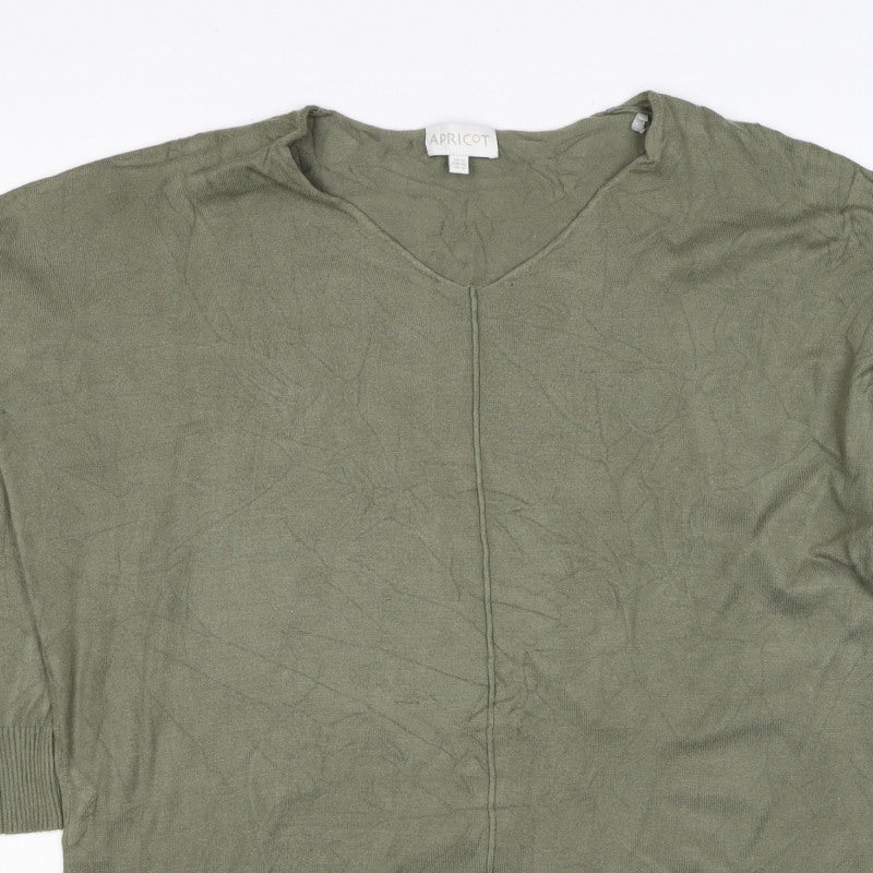 Apricot Women Green V-Neck Long Sleeve Knit Jumper UK 8