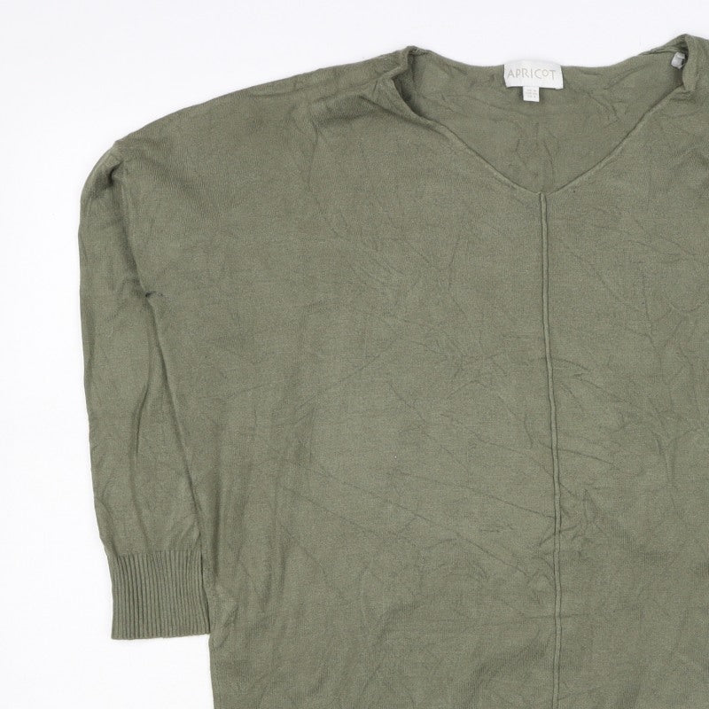 Apricot Women Green V-Neck Long Sleeve Knit Jumper UK 8
