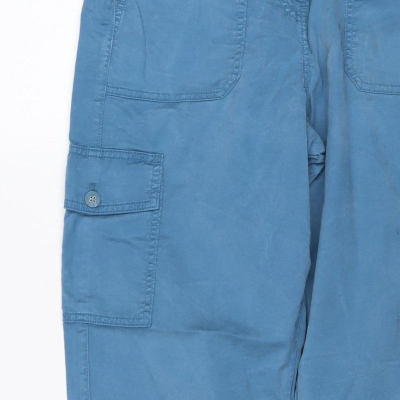 M&S Women’s Blue UK 12 Lyocell Cargo Trousers Cuffed Pockets