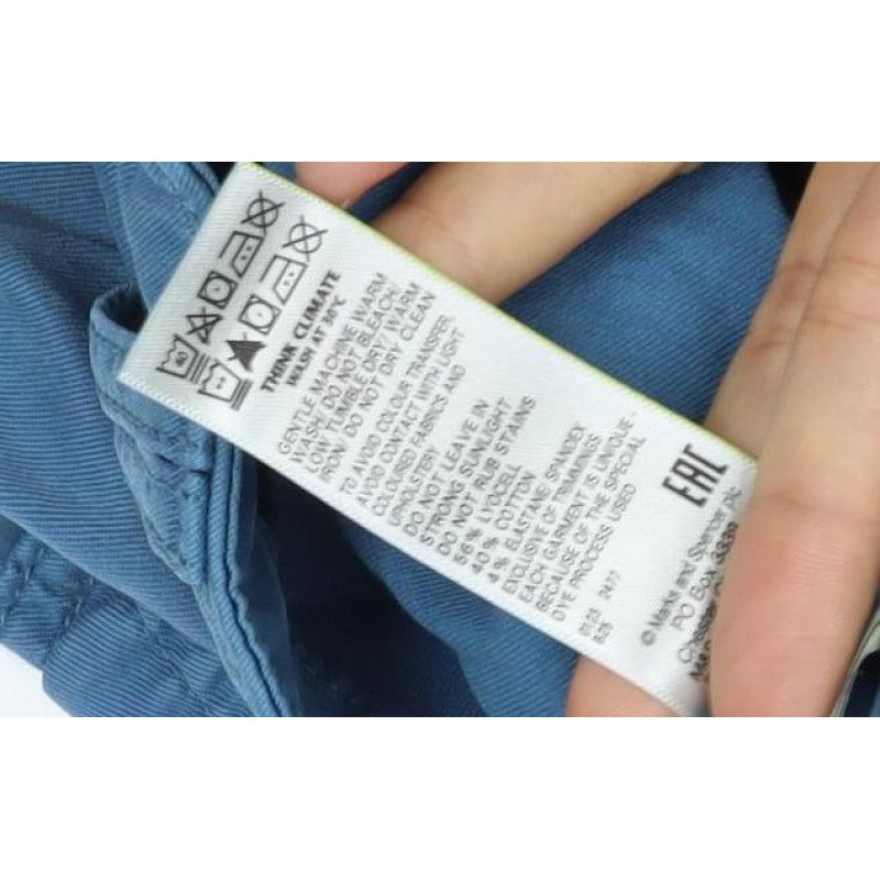 M&S Women’s Blue UK 12 Lyocell Cargo Trousers Cuffed Pockets