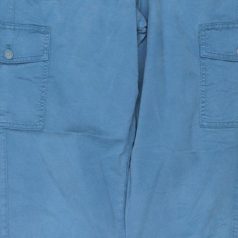 M&S Women’s Blue UK 12 Lyocell Cargo Trousers Cuffed Pockets