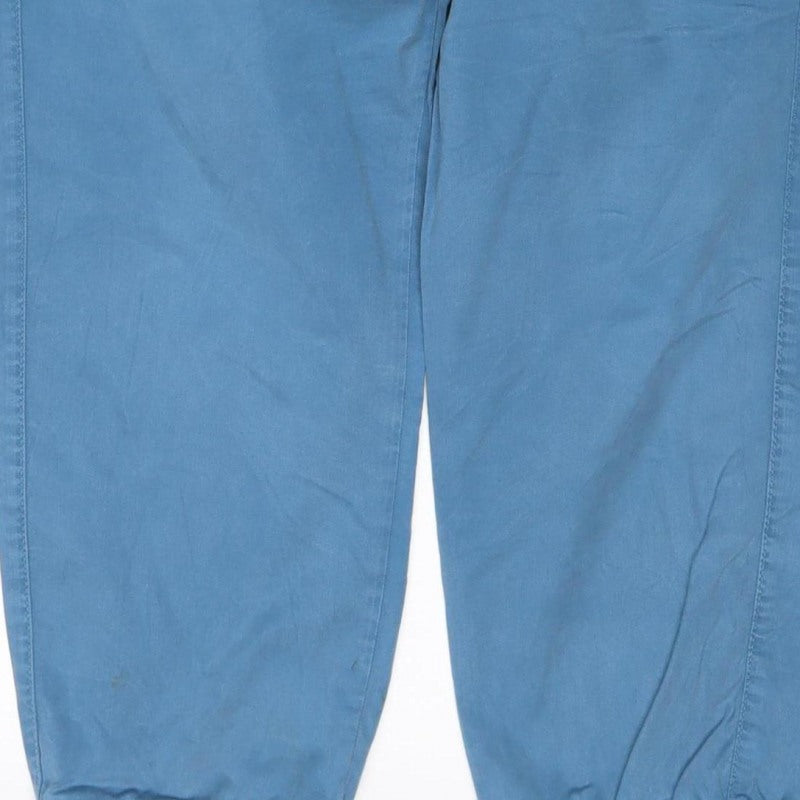M&S Women’s Blue UK 12 Lyocell Cargo Trousers Cuffed Pockets