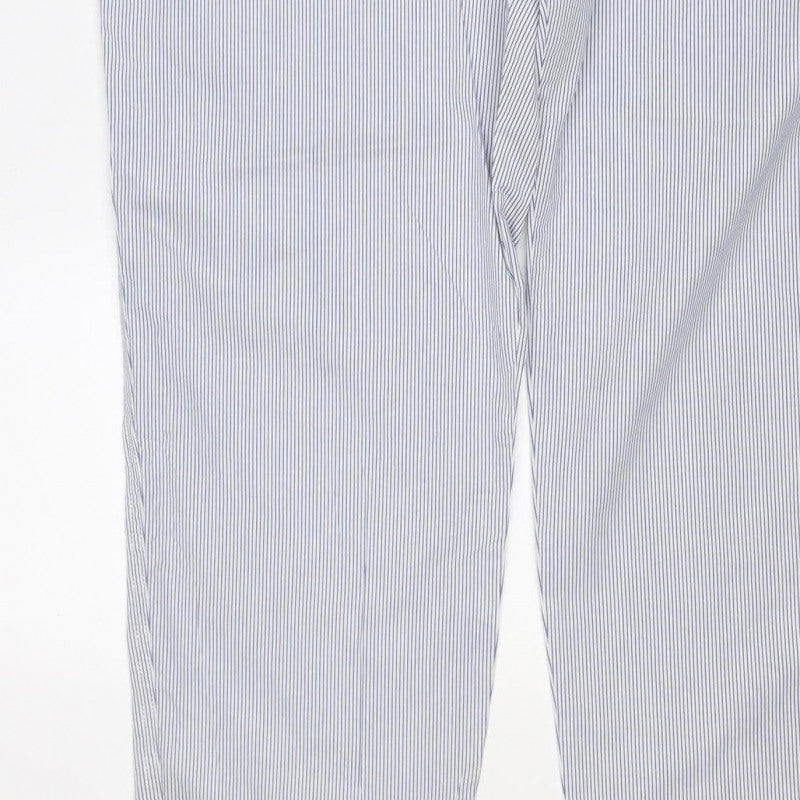 Marks & Spencer Women’s Blue Stripe Size 18 Regular Chino Trousers