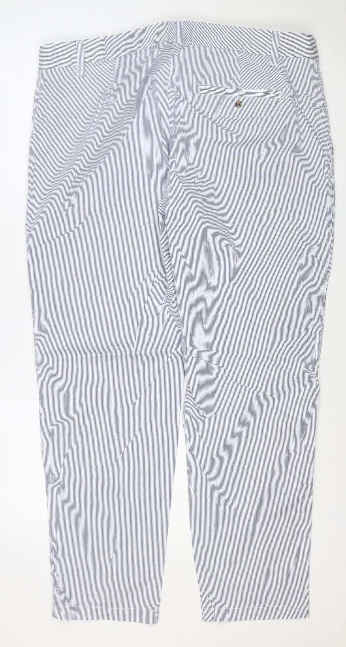 Marks & Spencer Women’s Blue Stripe Size 18 Regular Chino Trousers