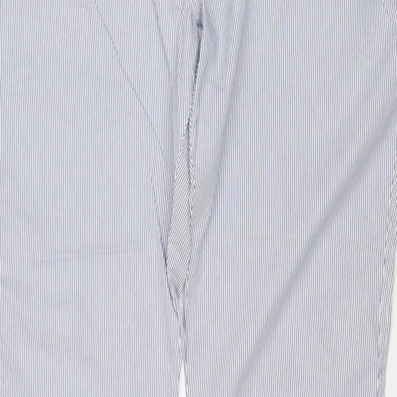 Marks & Spencer Women’s Blue Stripe Size 18 Regular Chino Trousers