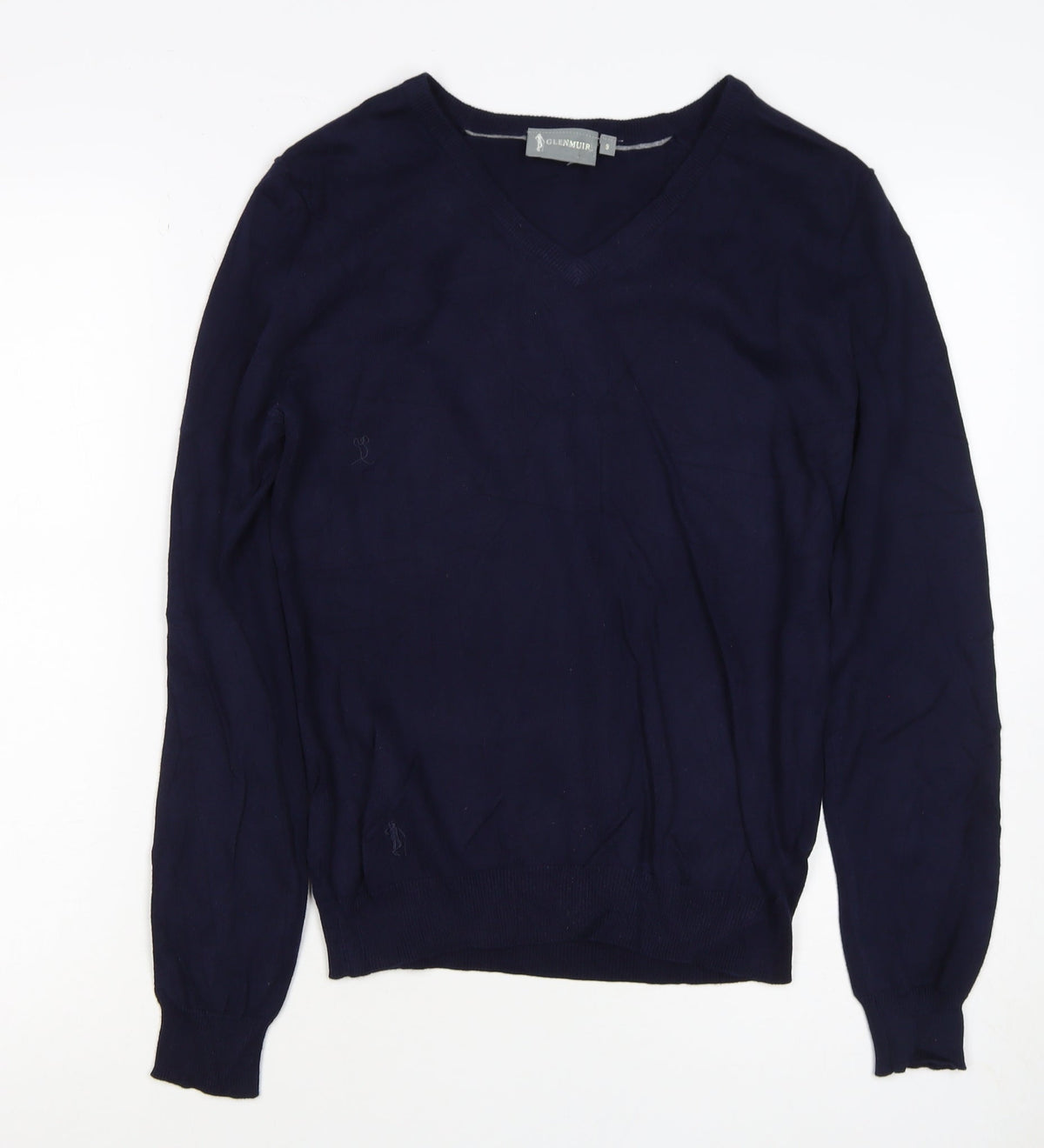 Glenmuir Men's Navy Cotton V-Neck Pullover Jumper Size S Golf Classic