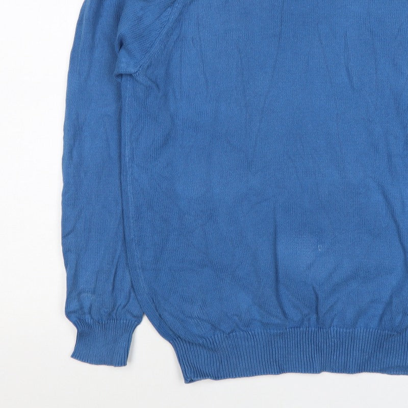 Atlantic Bay Men Blue M Cotton Crew Neck Knit Pullover Jumper