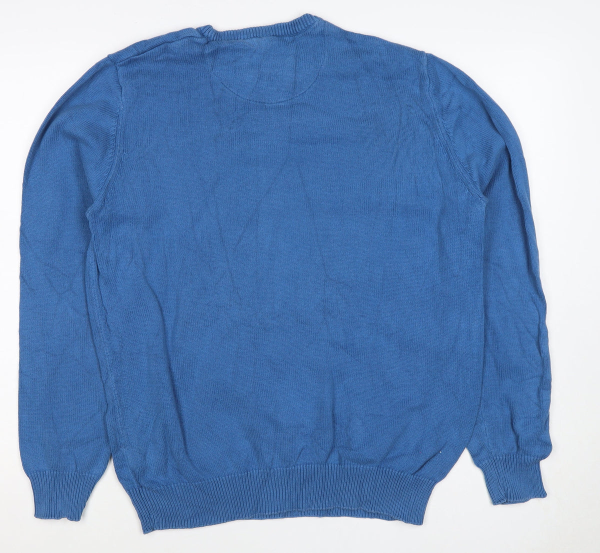 Atlantic Bay Men Blue M Cotton Crew Neck Knit Pullover Jumper