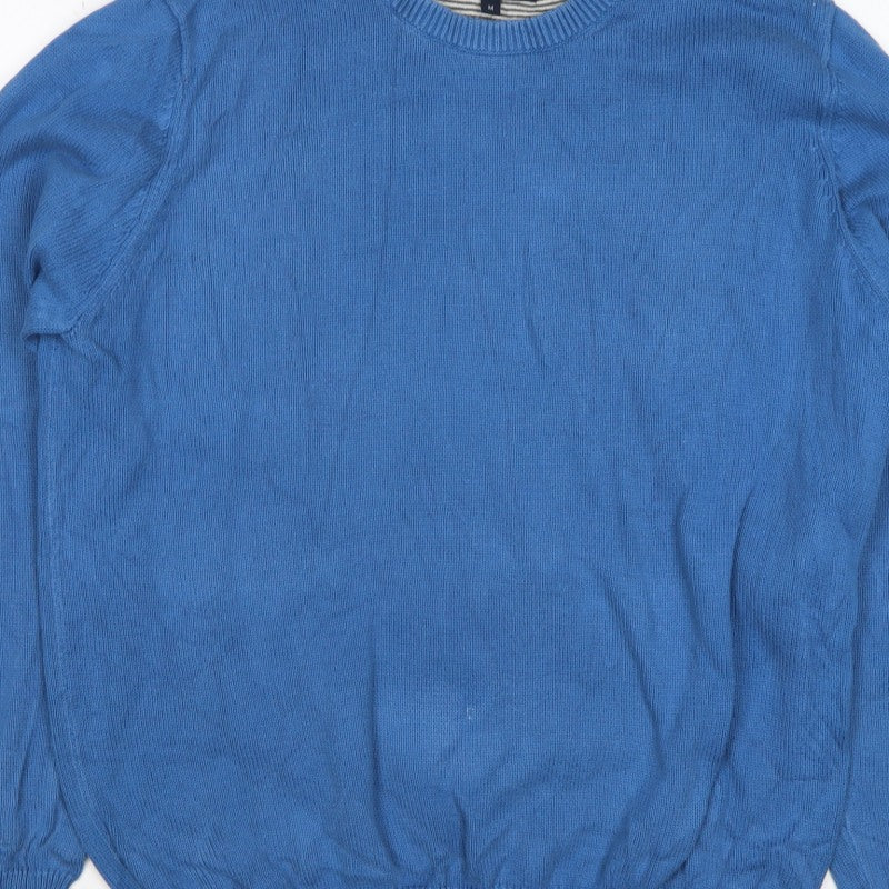 Atlantic Bay Men Blue M Cotton Crew Neck Knit Pullover Jumper