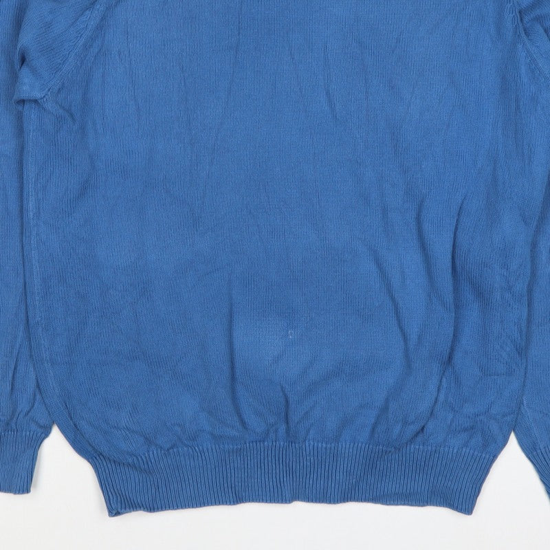 Atlantic Bay Men Blue M Cotton Crew Neck Knit Pullover Jumper