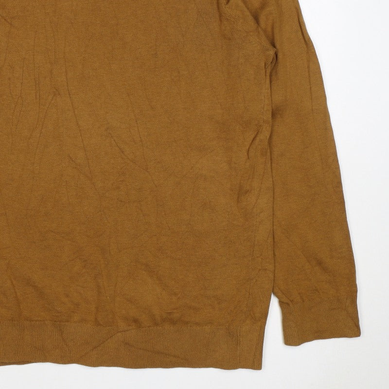 H&M Men’s Brown Cotton Slim Fit Crew Neck Pullover Jumper XL