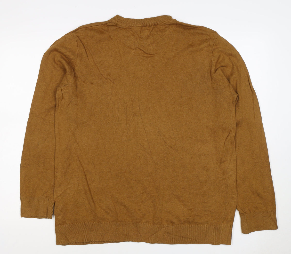 H&M Men’s Brown Cotton Slim Fit Crew Neck Pullover Jumper XL