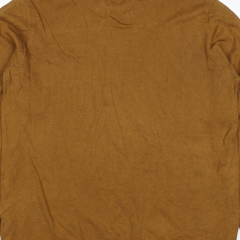 H&M Men’s Brown Cotton Slim Fit Crew Neck Pullover Jumper XL