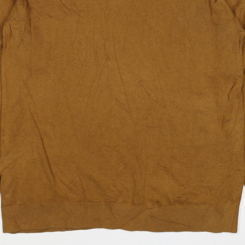 H&M Men’s Brown Cotton Slim Fit Crew Neck Pullover Jumper XL