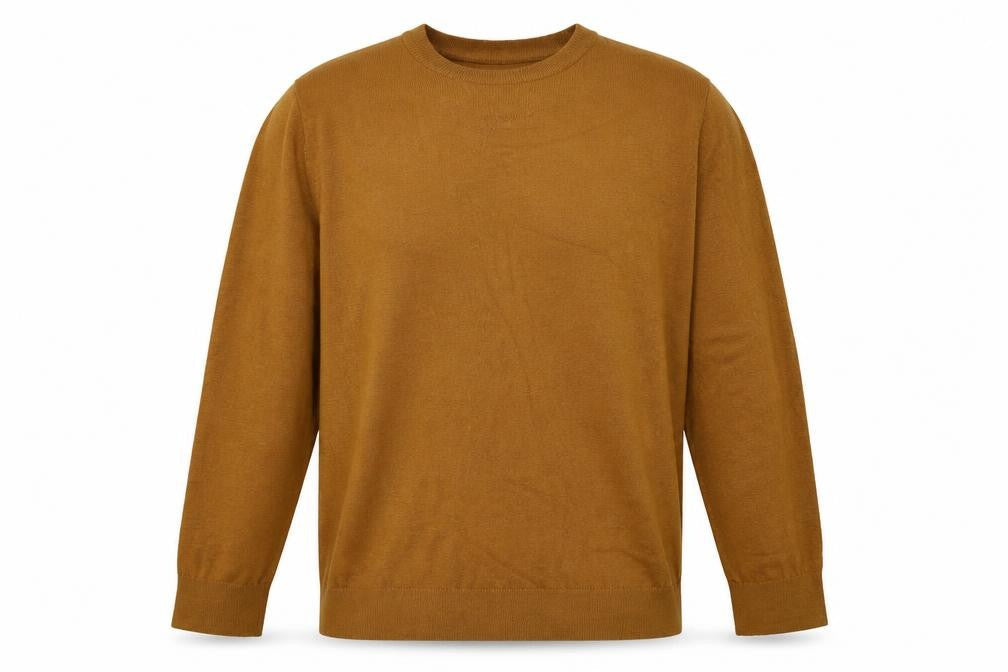 H&M Men’s Brown Cotton Slim Fit Crew Neck Pullover Jumper XL